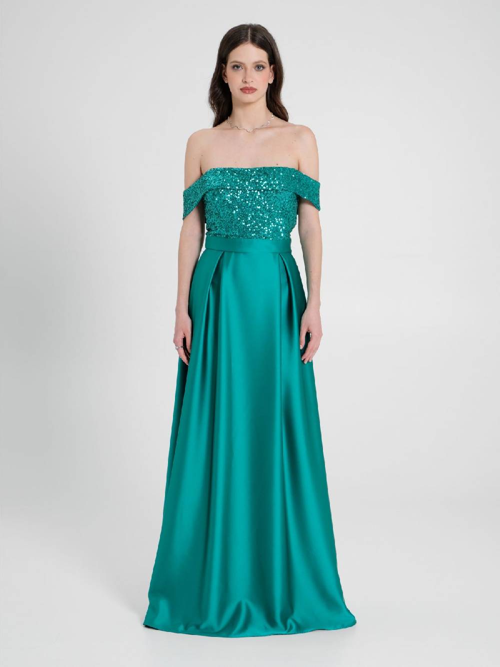 Rinascimento Abito Lungo Paillettes & Raso Donna