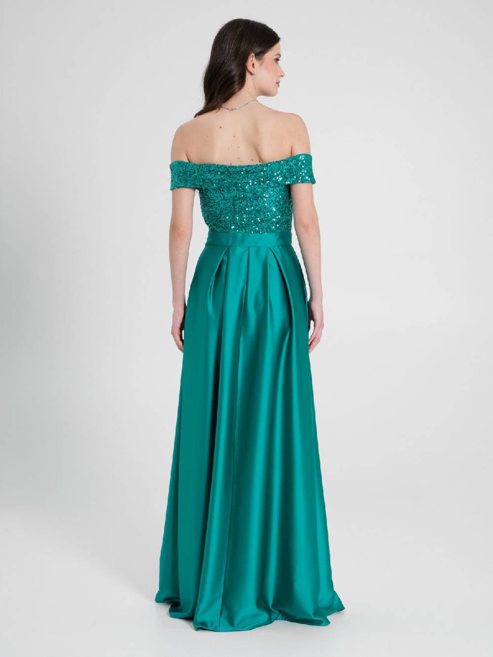 Rinascimento Abito Lungo Paillettes & Raso Donna