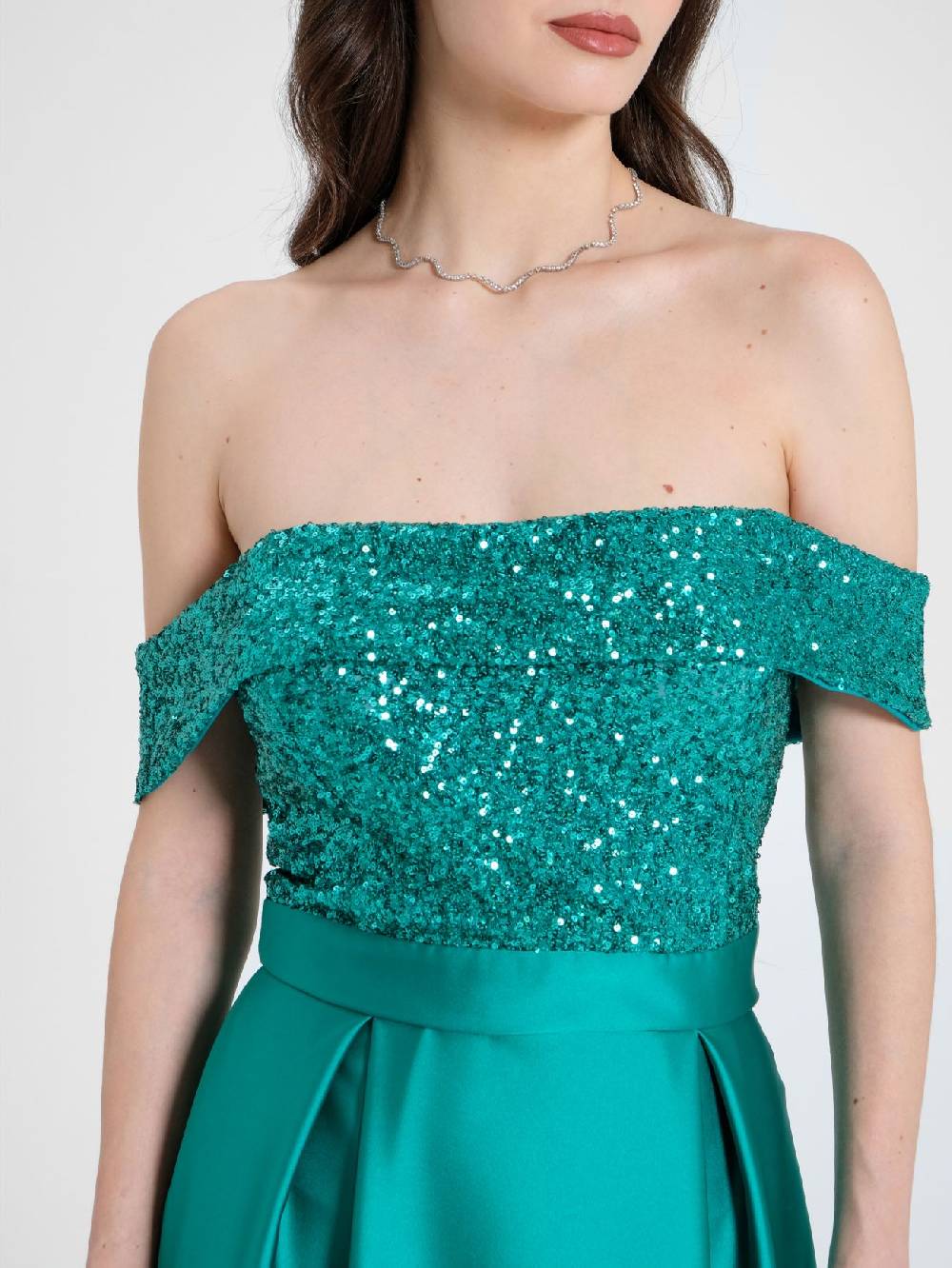 Rinascimento Abito Lungo Paillettes & Raso Donna