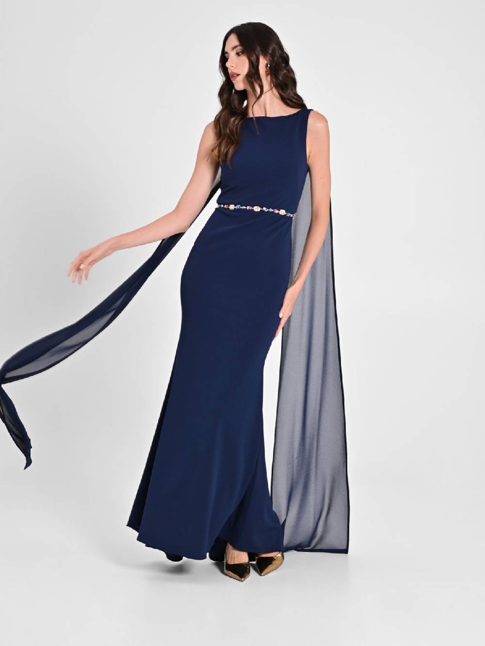 Rinascimento Abito Lungo Sirena Blu