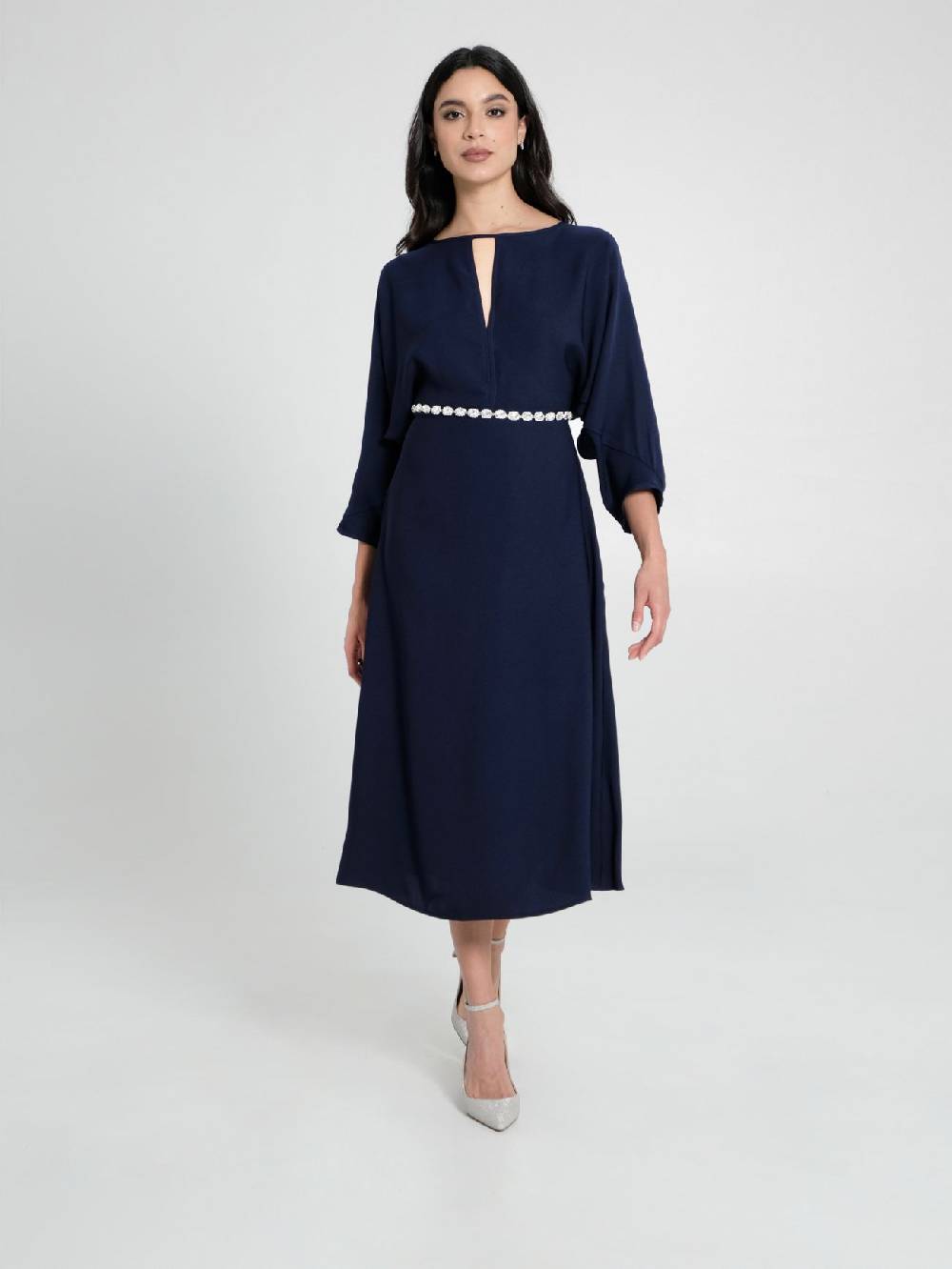 Rinascimento Abito Midi con Maniche Kimono