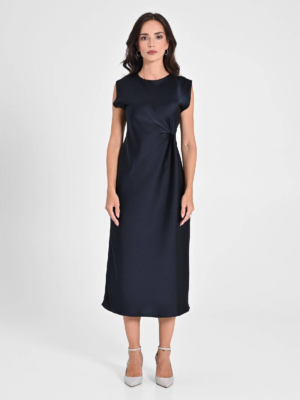 Rinascimento Abito Midi Nero Decoro Nodo