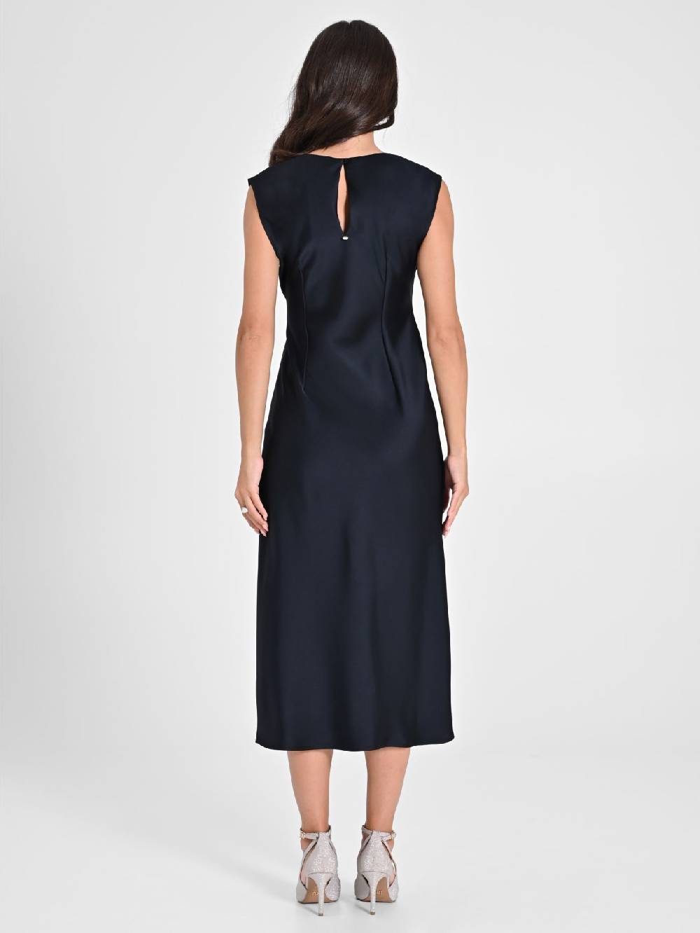 Rinascimento Abito Midi Nero Decoro Nodo