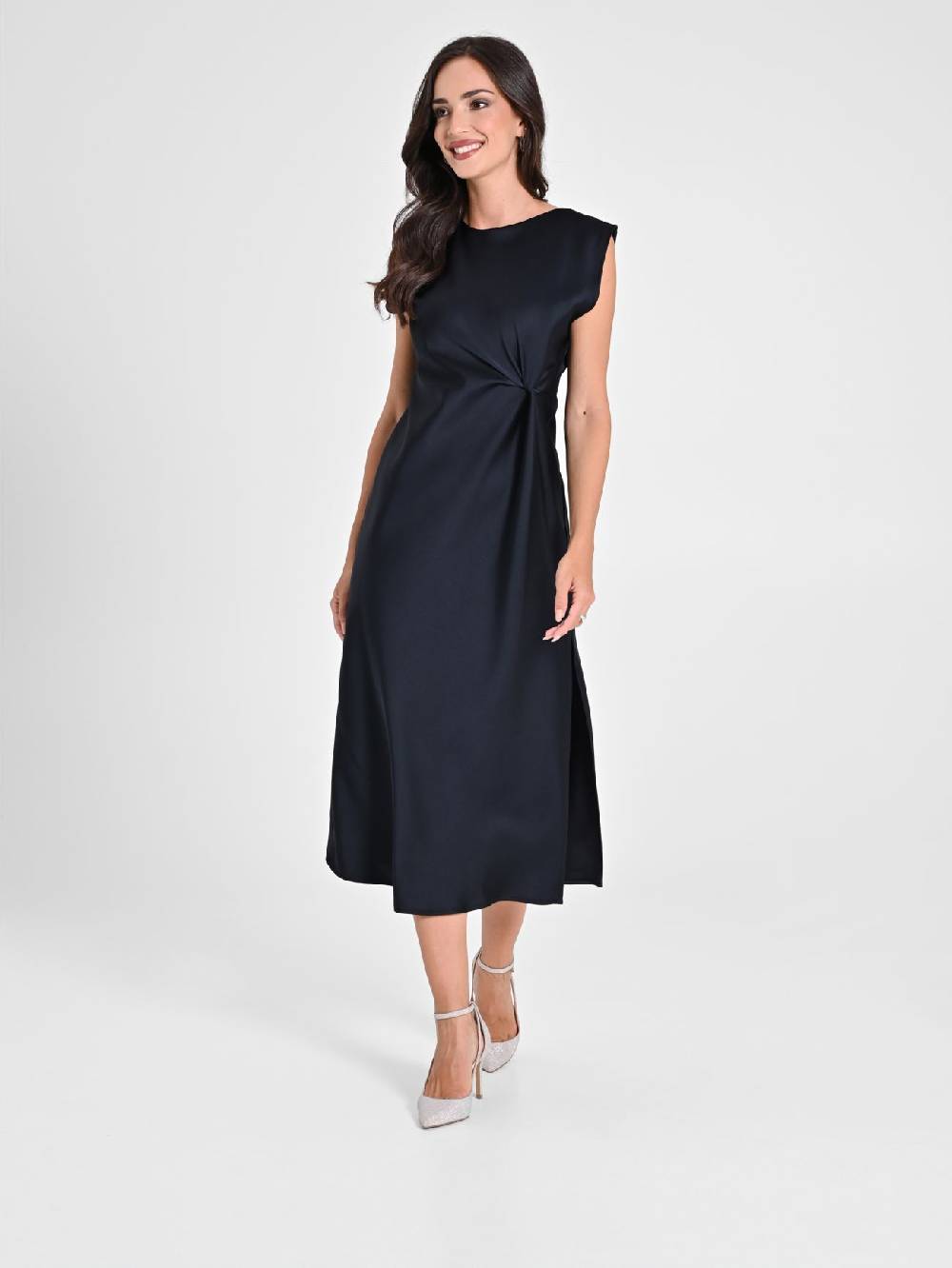 Rinascimento Abito Midi Nero decoro Nodo