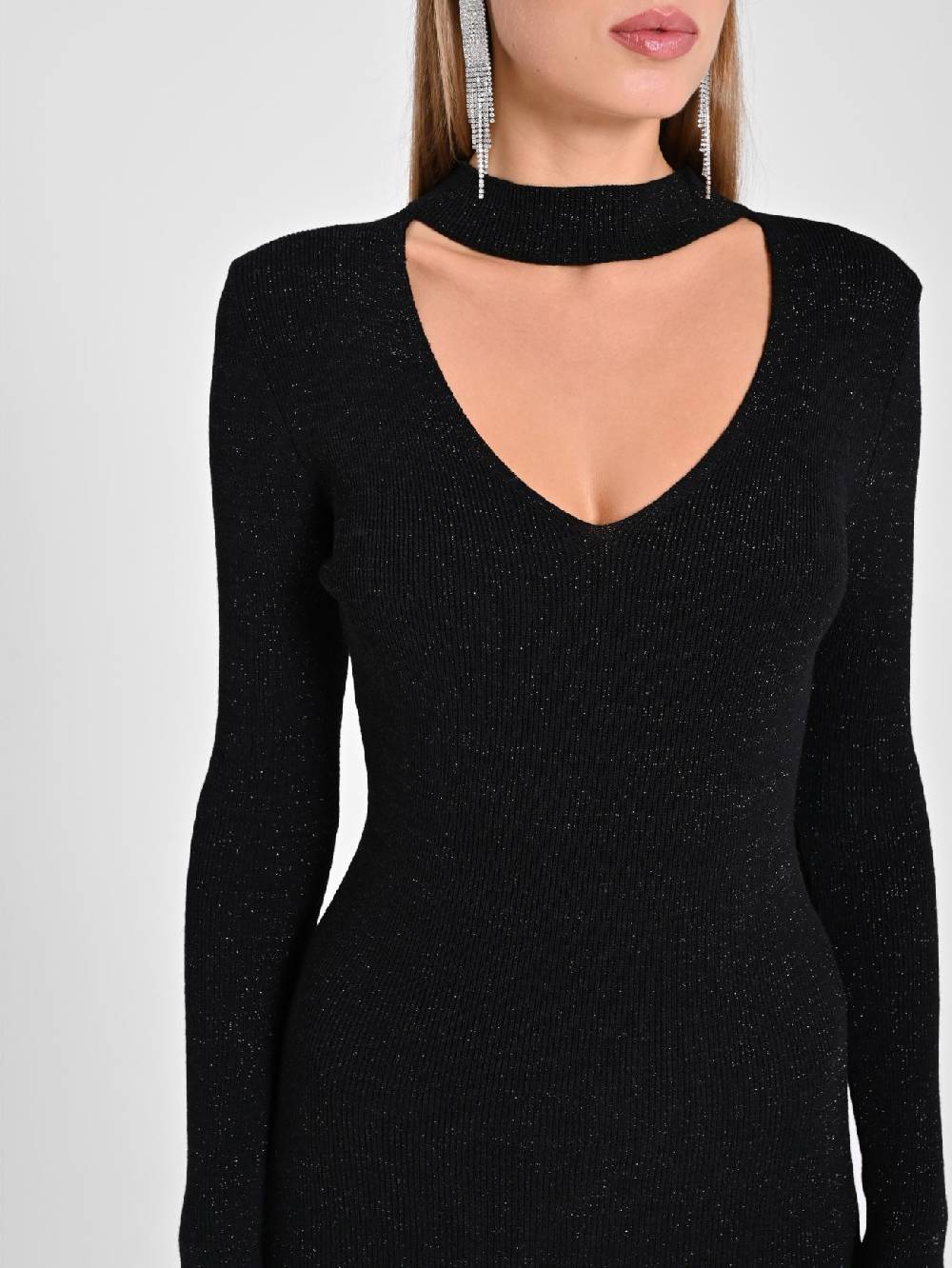 Rinascimento Abito Nero Lurex In Maglia