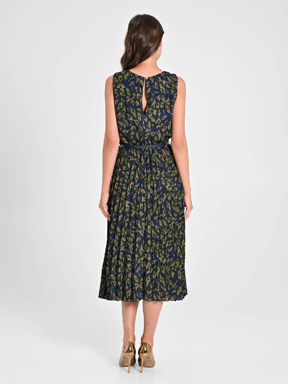 Rinascimento Abito Plissè Stampa Animalier