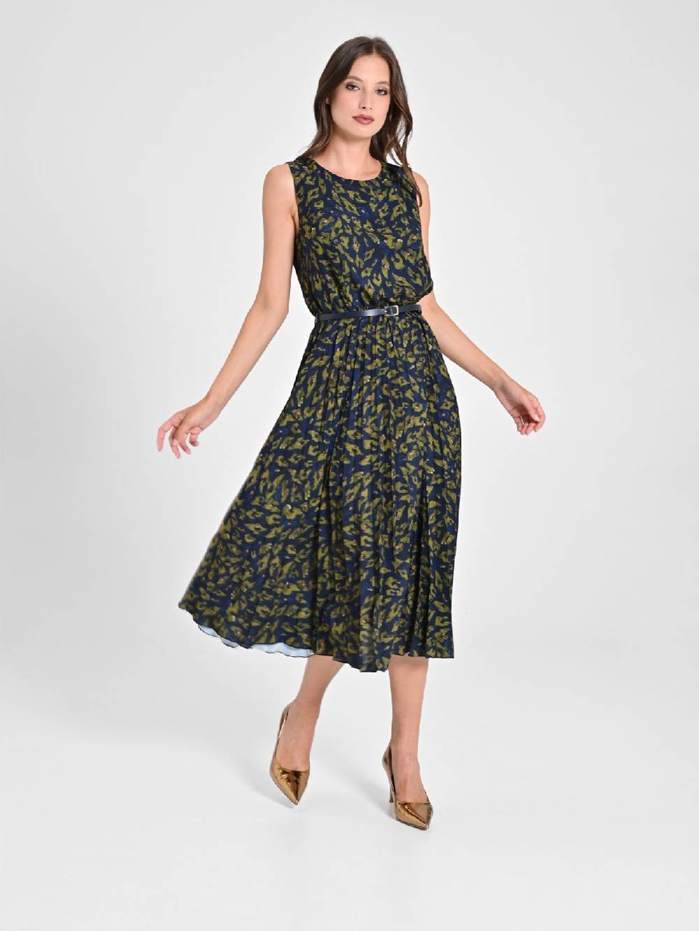 Rinascimento Abito Plissè stampa Animalier