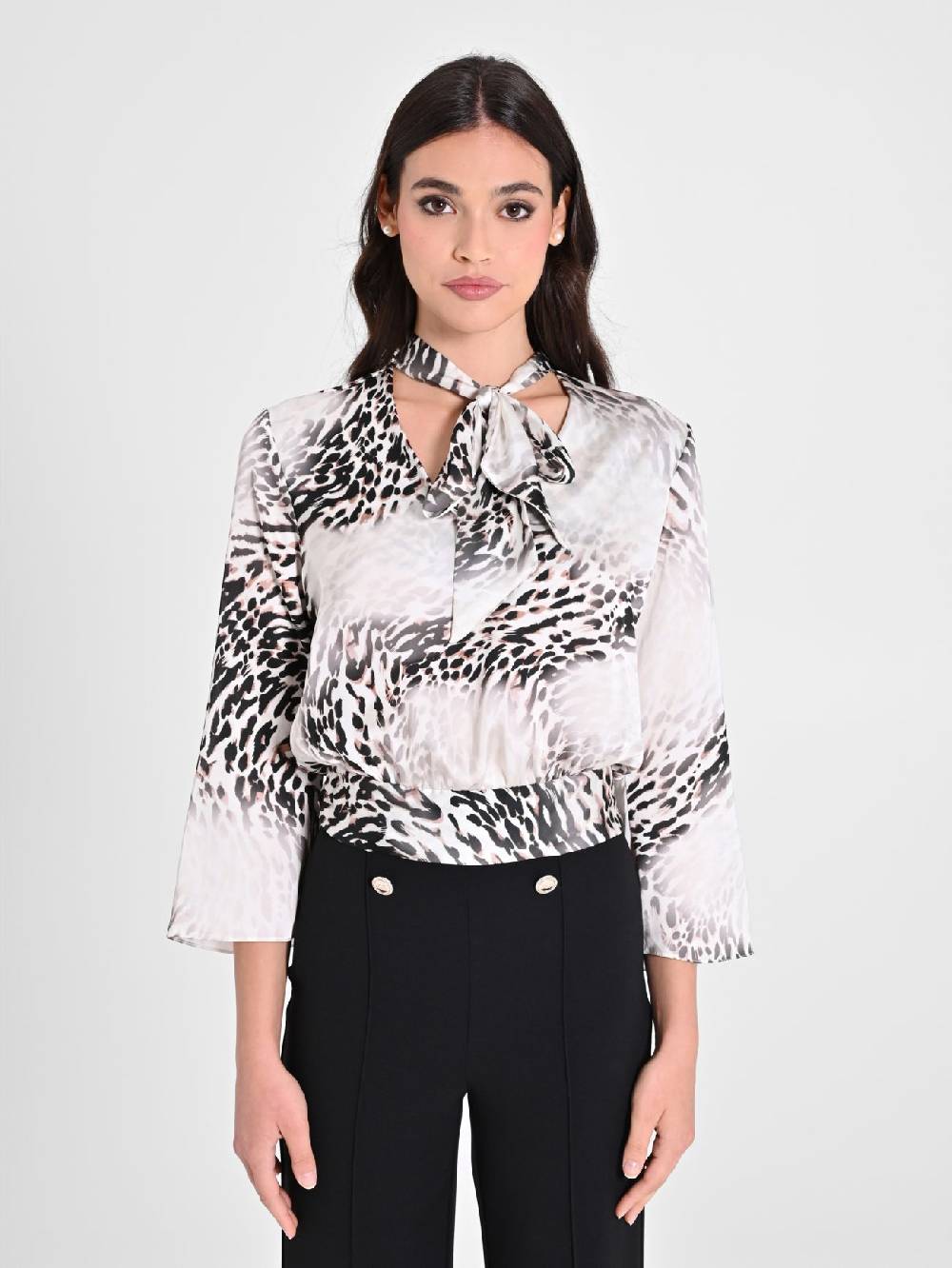 Rinascimento Blusa Animalier Con Fiocco