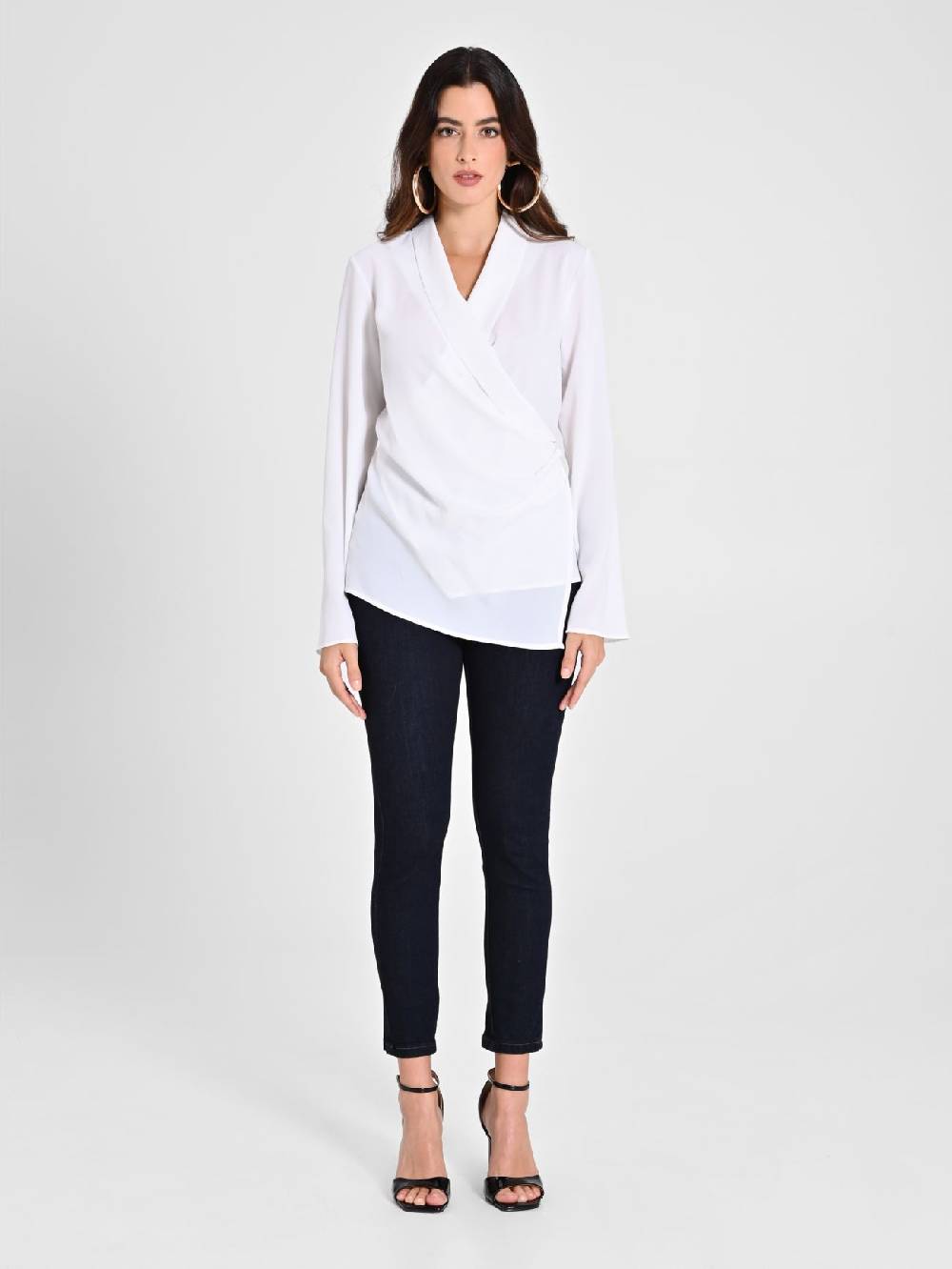 Rinascimento Blusa Bianca Con Drappeggio