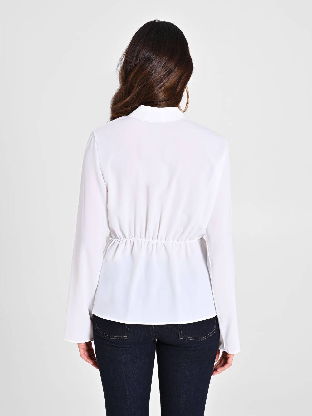 Rinascimento Blusa Bianca Con Drappeggio