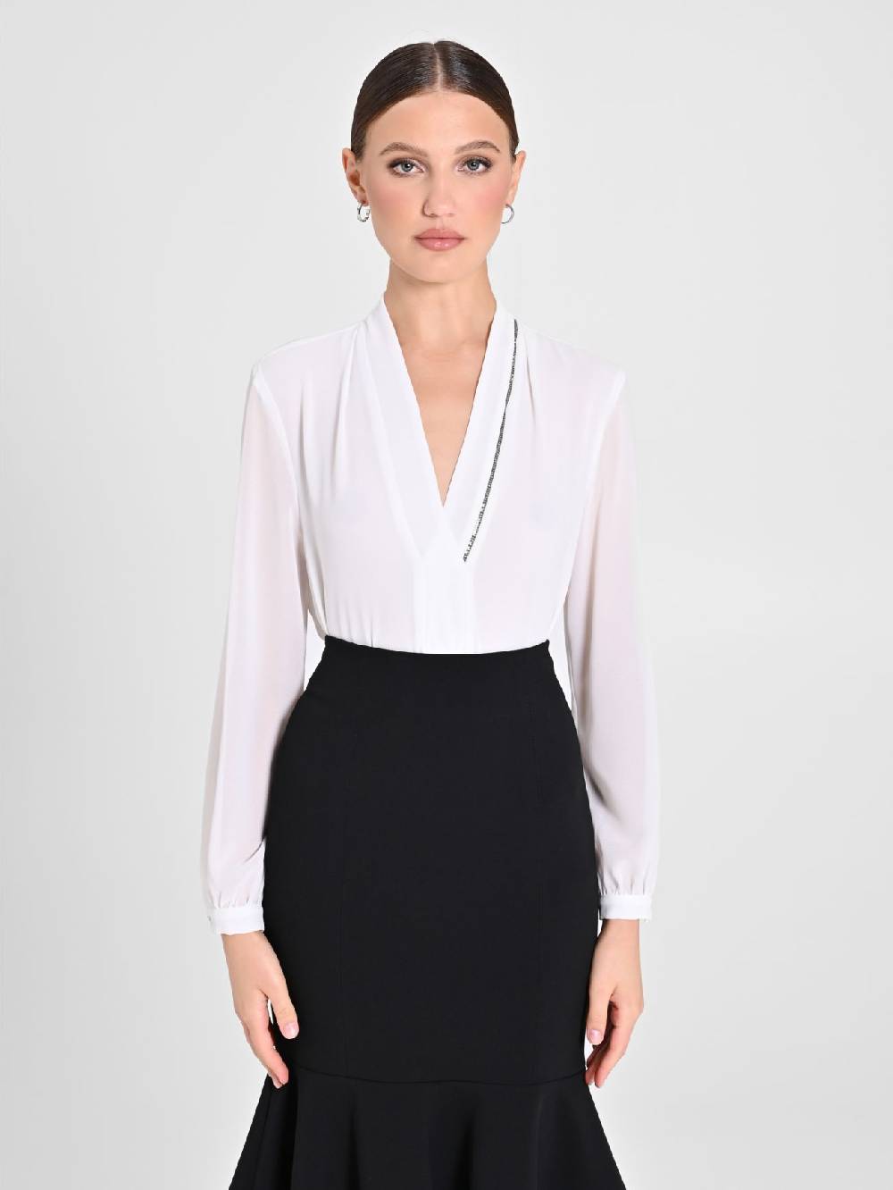 Rinascimento Blusa Bianca Dettaglio Strass