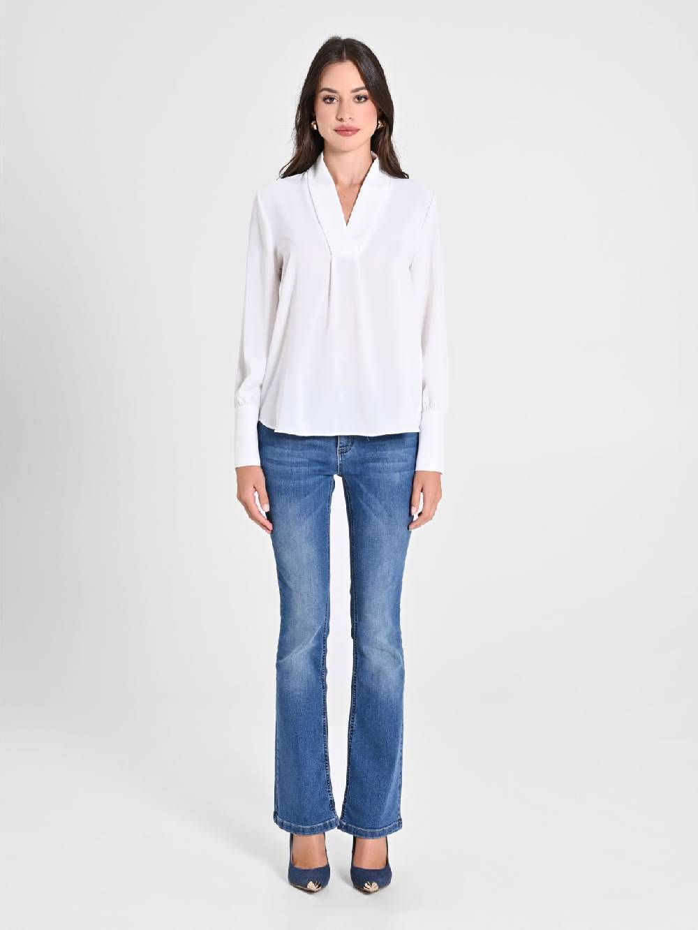 Rinascimento Blusa Bianca Maniche Lunghe