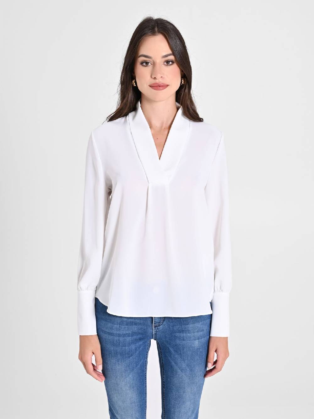 Rinascimento Blusa Bianca Maniche Lunghe