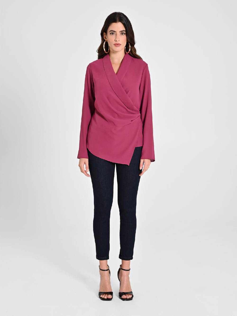 Rinascimento Blusa Bordeaux Con Drappeggio