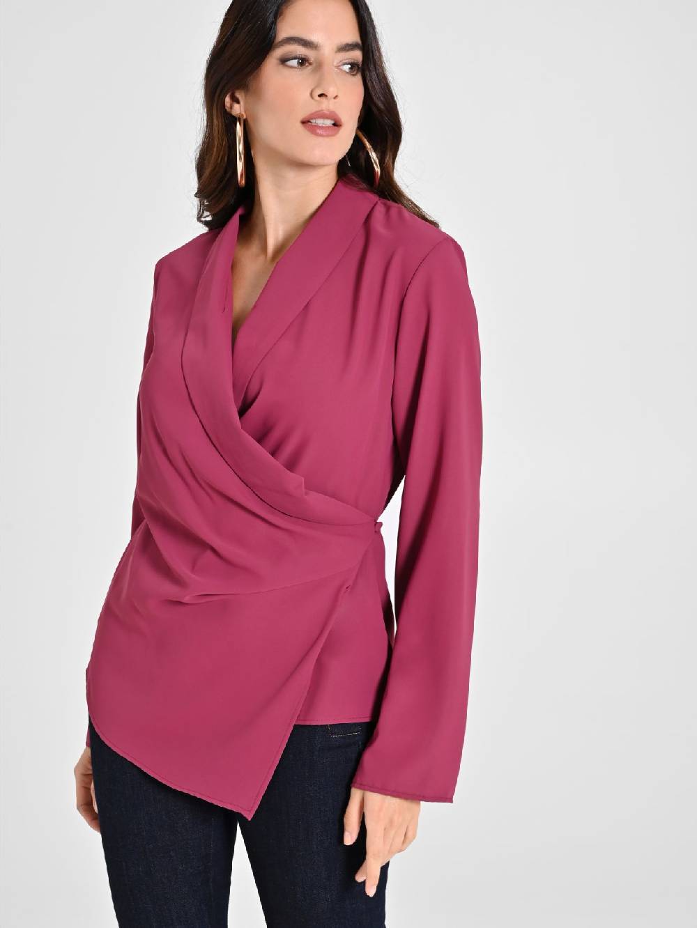 Rinascimento Blusa Bordeaux con Drappeggio