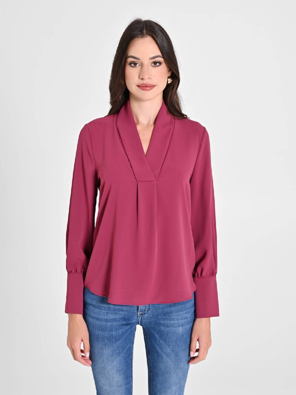 Rinascimento Blusa Bordeaux Maniche Lunghe