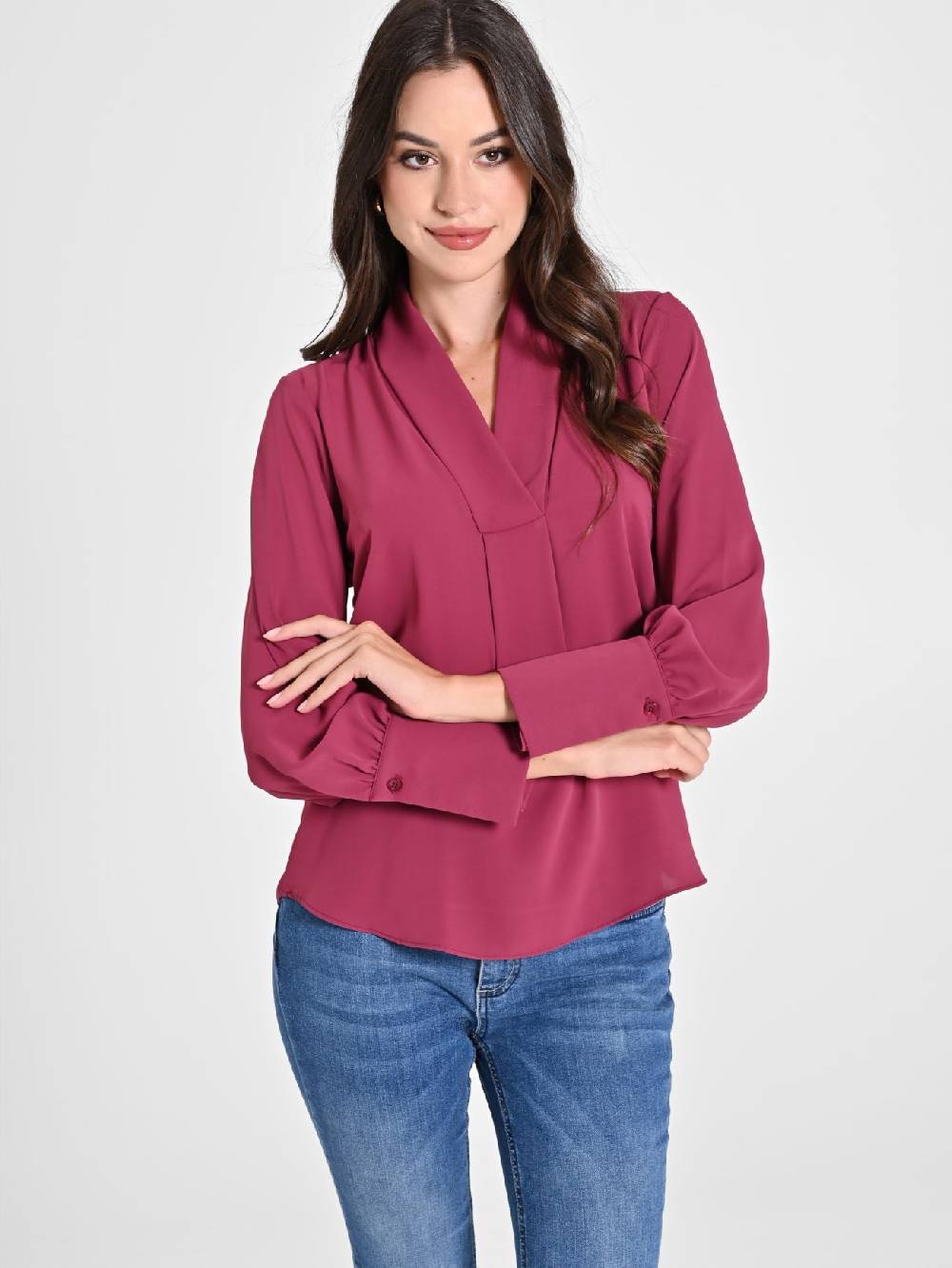 Rinascimento Blusa Bordeaux maniche Lunghe