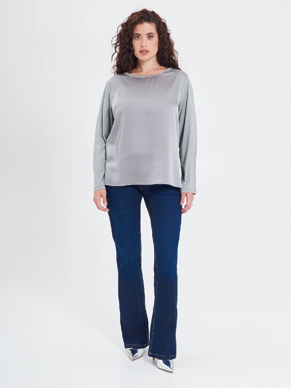 Rinascimento Blusa Curvy Envers Satin Grigia