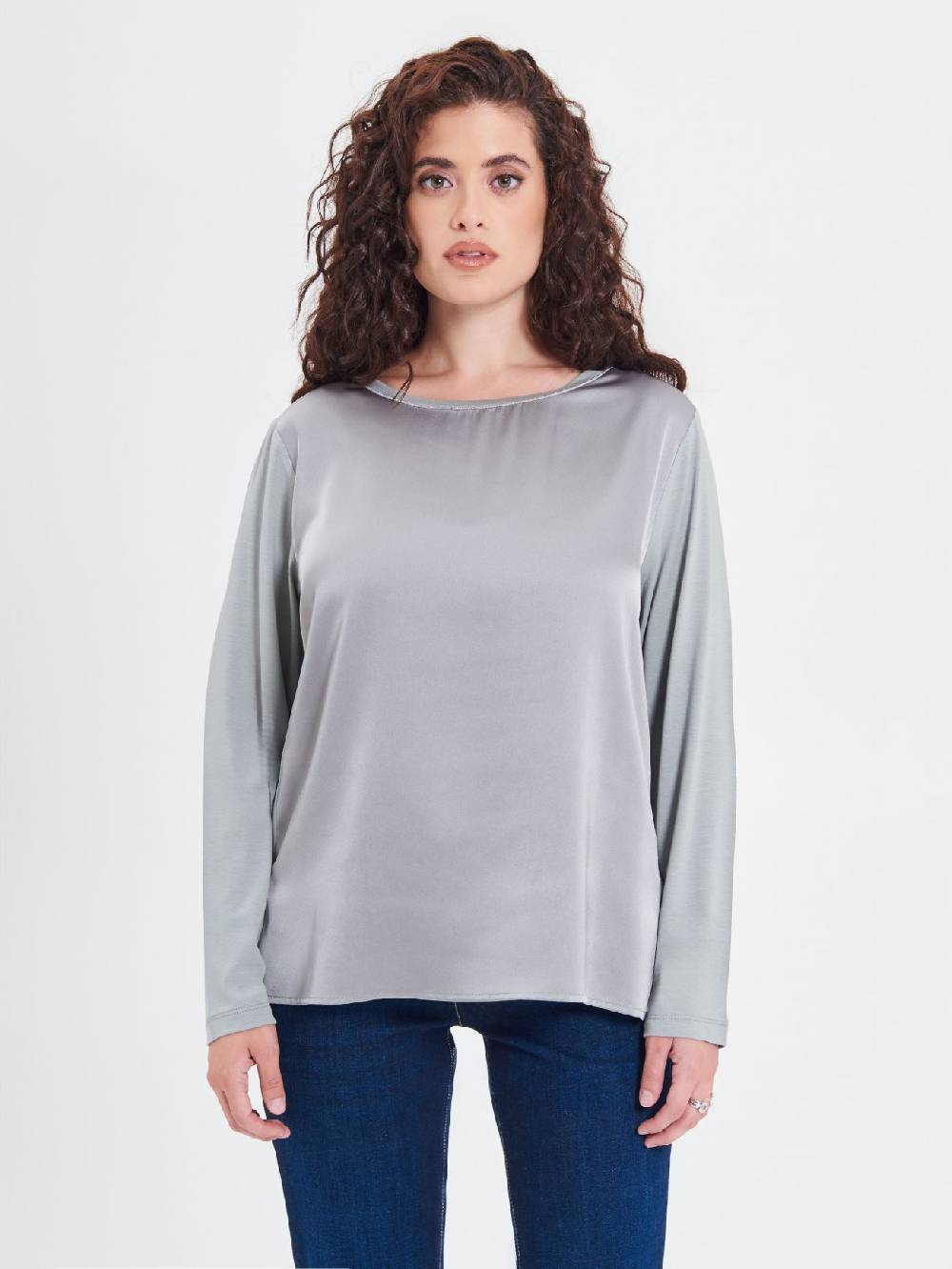 Rinascimento Blusa Curvy Envers Satin Grigia