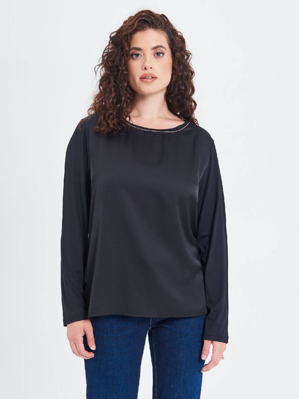 Rinascimento Blusa Curvy Envers Satin Nera
