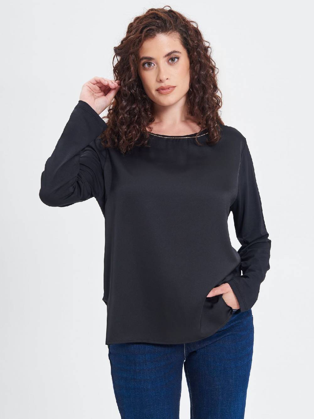 Rinascimento Blusa Curvy Envers Satin Nera