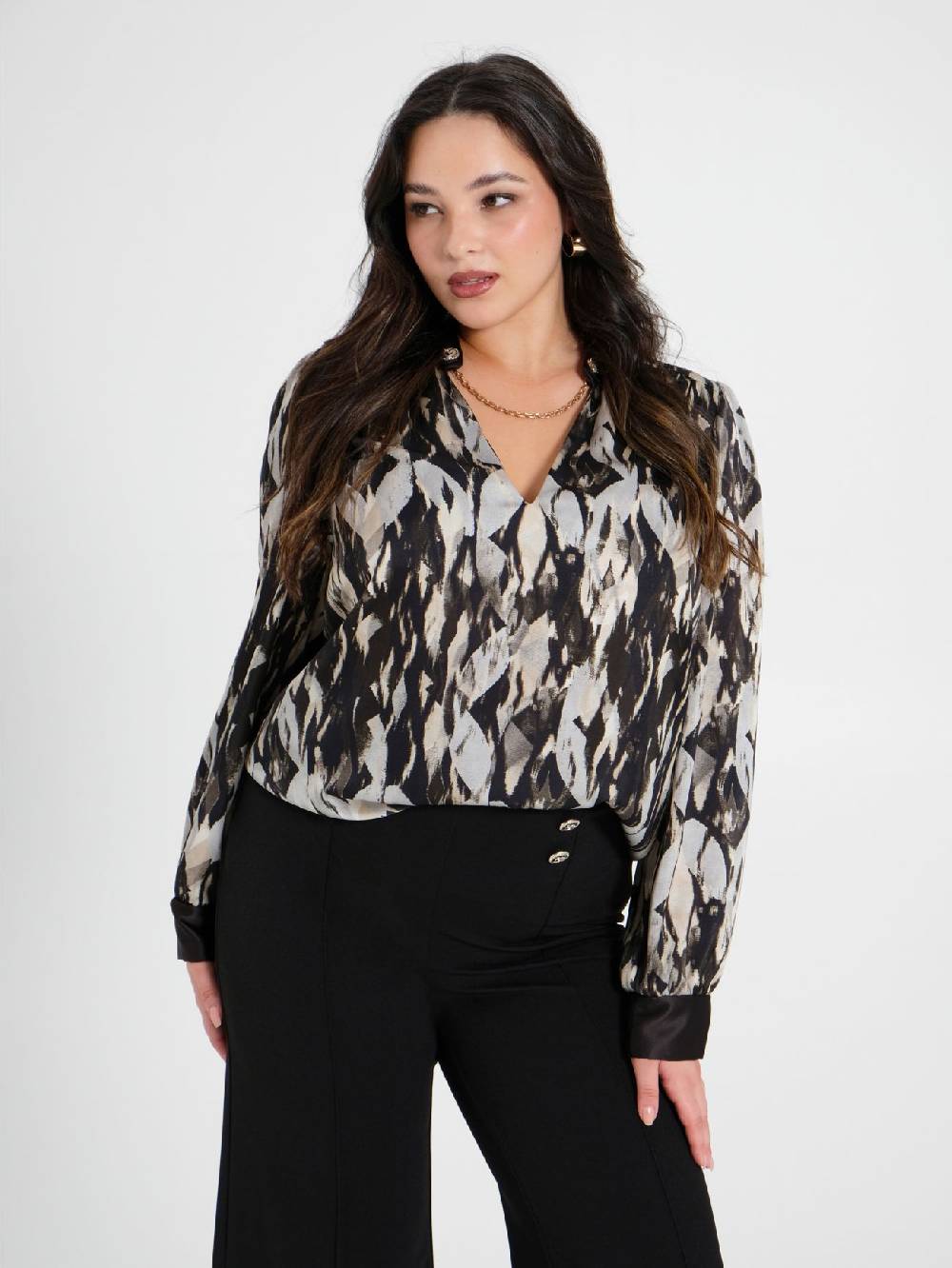 Rinascimento Blusa Curvy stampa Black & White