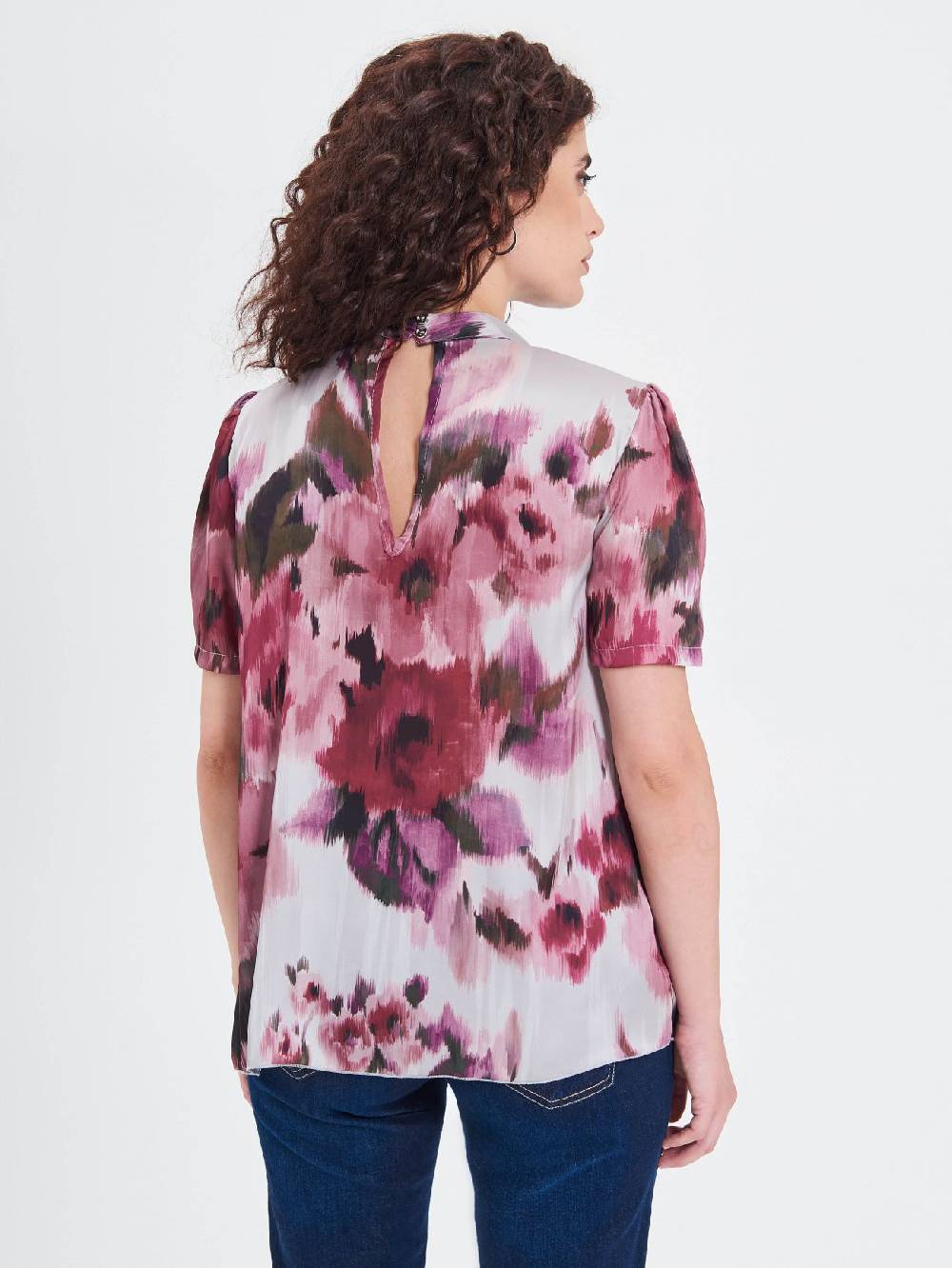 Rinascimento Blusa Curvy Stampa Fiori Astratti
