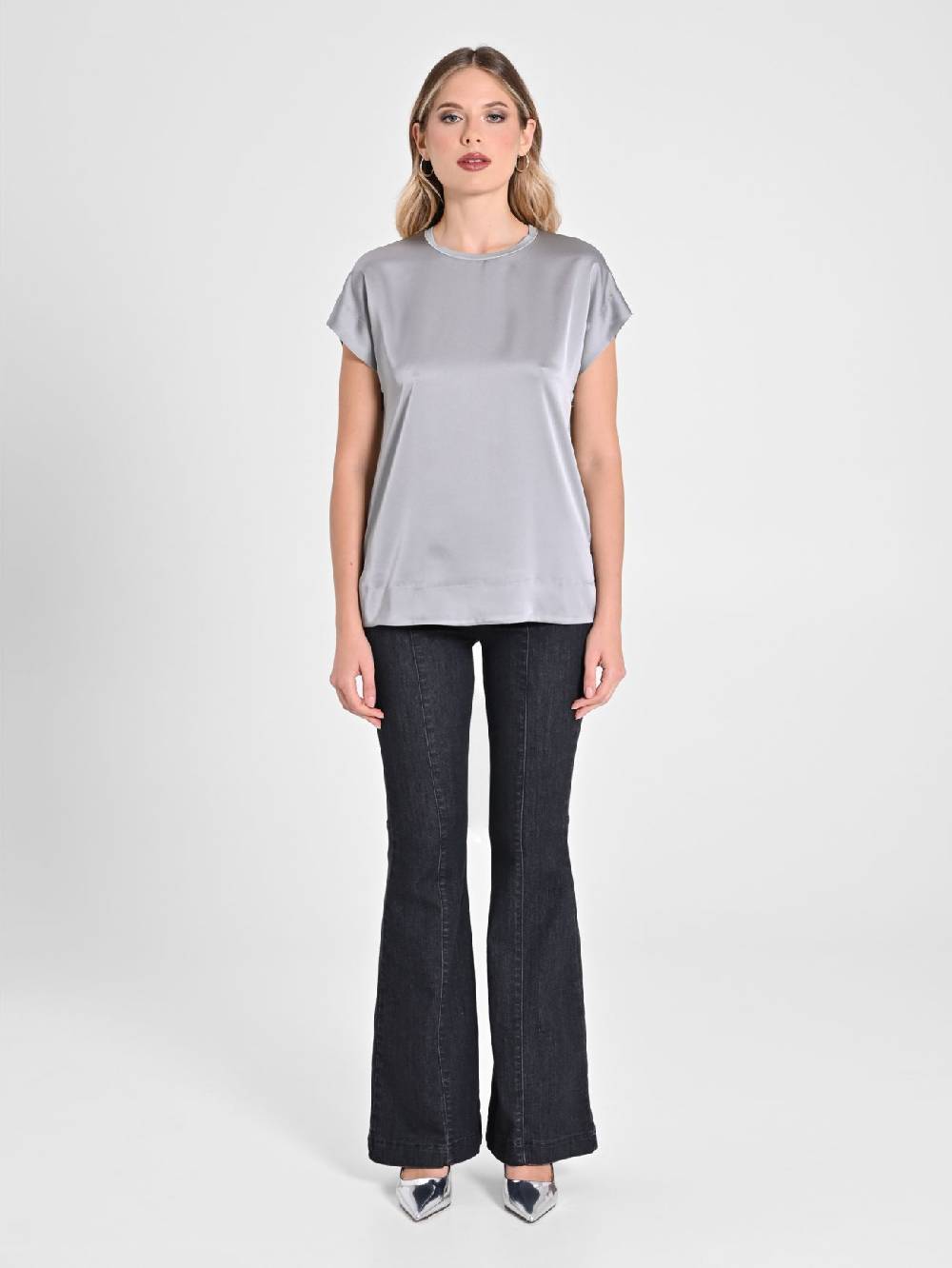 Rinascimento Blusa Envers Satin Grigia