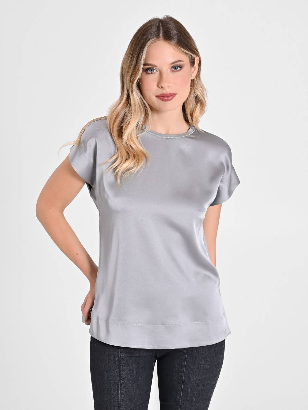 Rinascimento Blusa Envers Satin Grigia