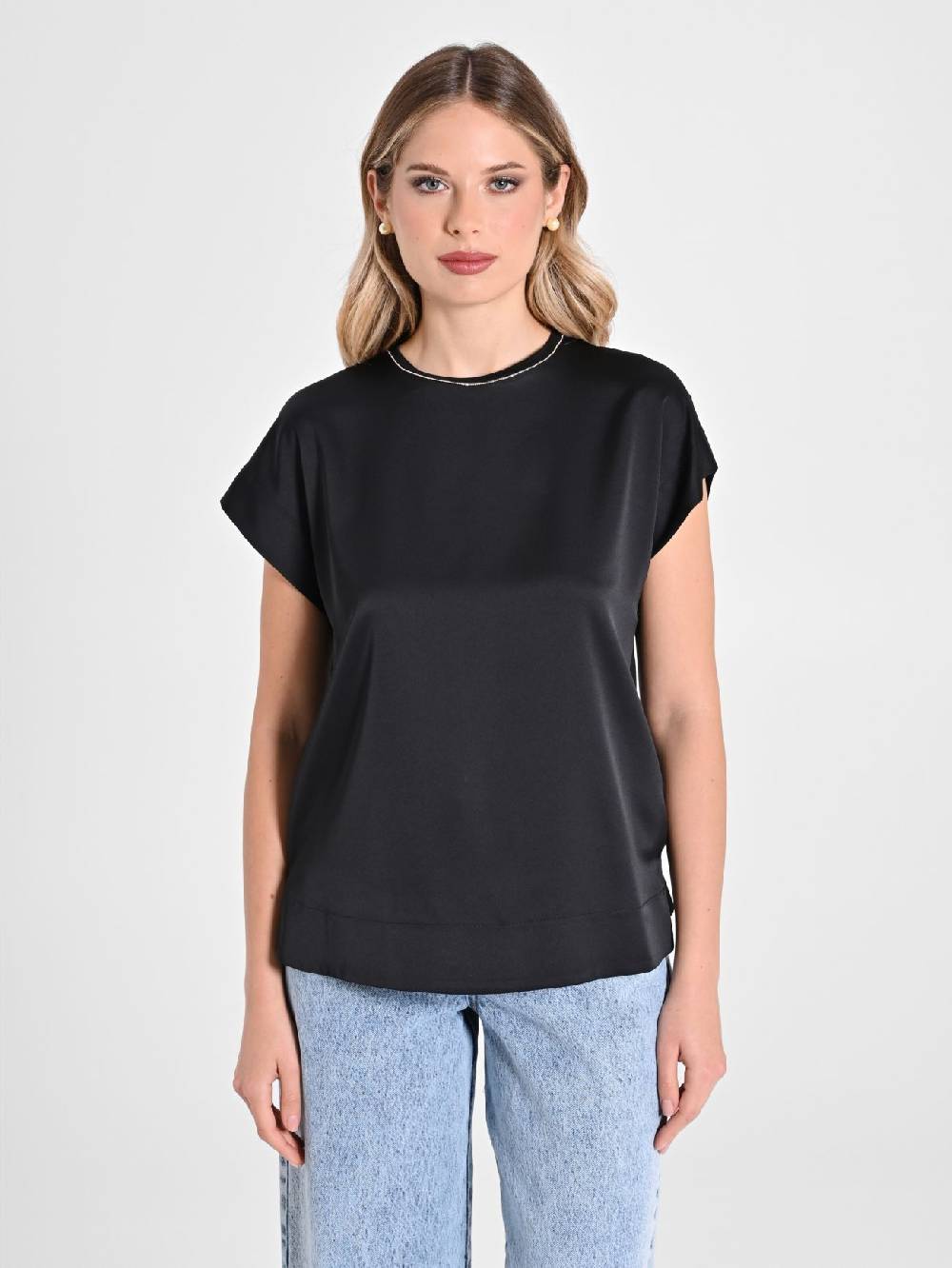 Rinascimento Blusa Envers Satin Nera