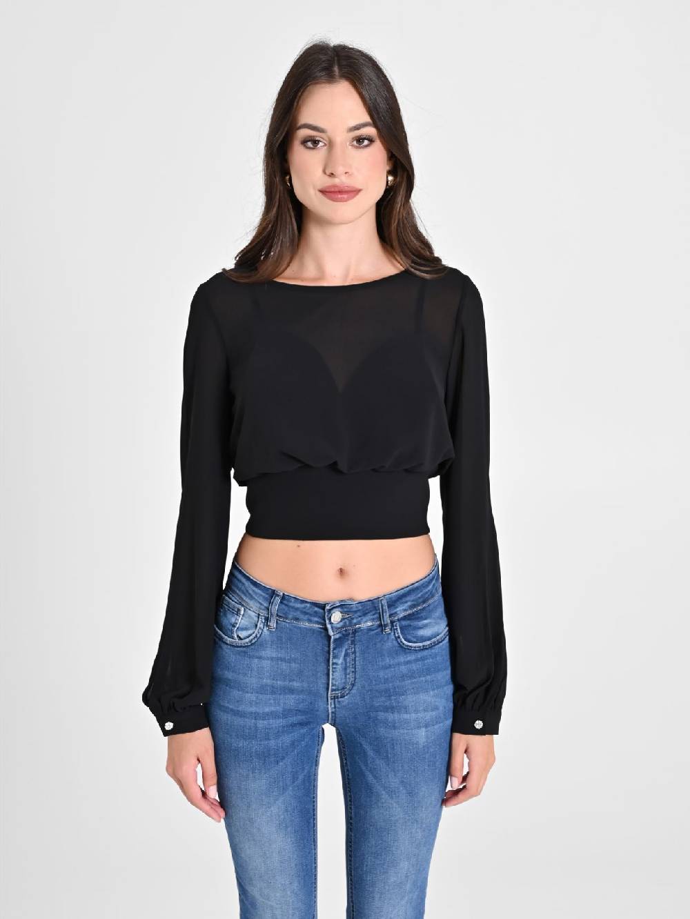Rinascimento Blusa In Georgette Con Top