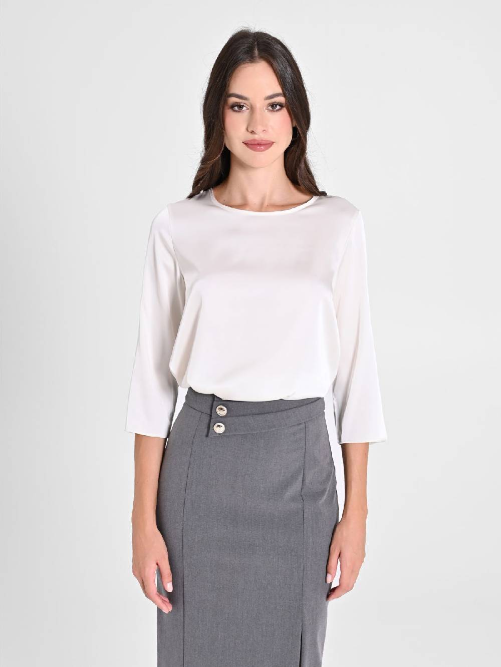 Rinascimento Blusa In Raso Bianco Avorio
