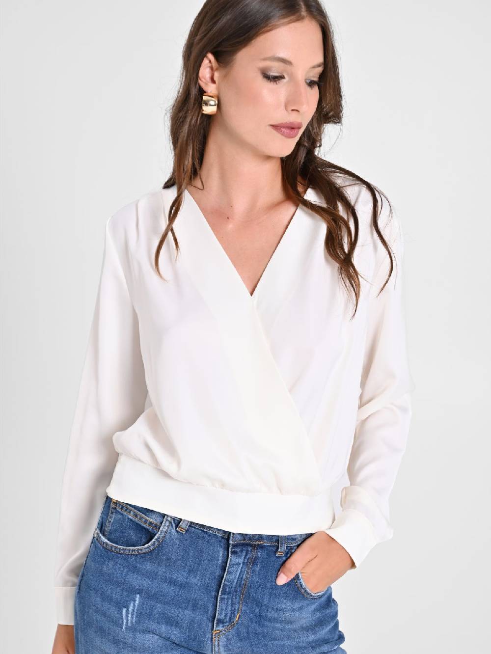 Rinascimento Blusa incrociata in Raso