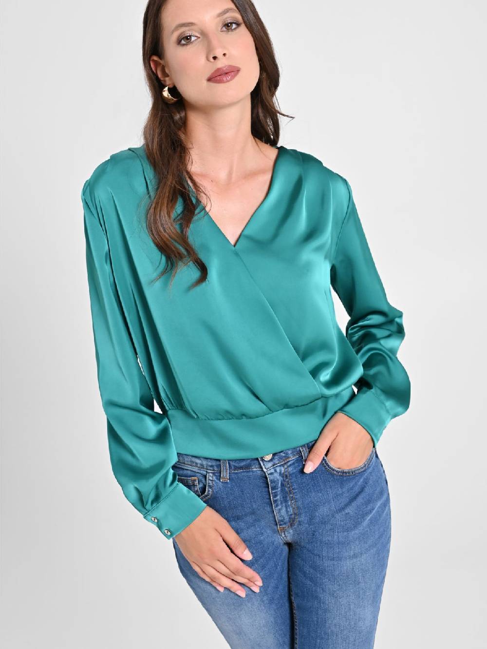 Rinascimento Blusa incrociata in Raso