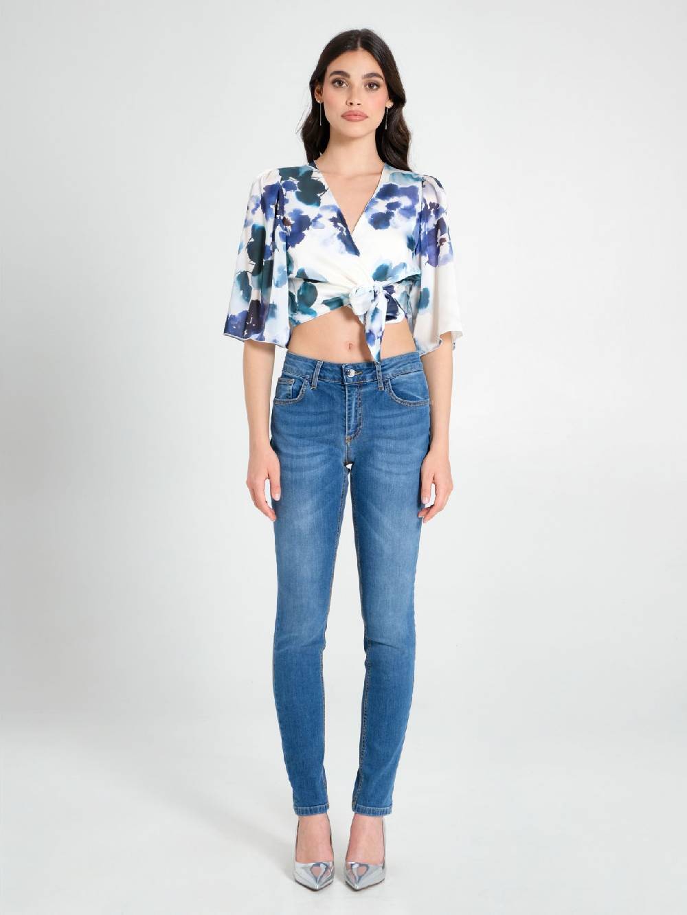 Rinascimento Blusa Incrociata Stampa Floreale