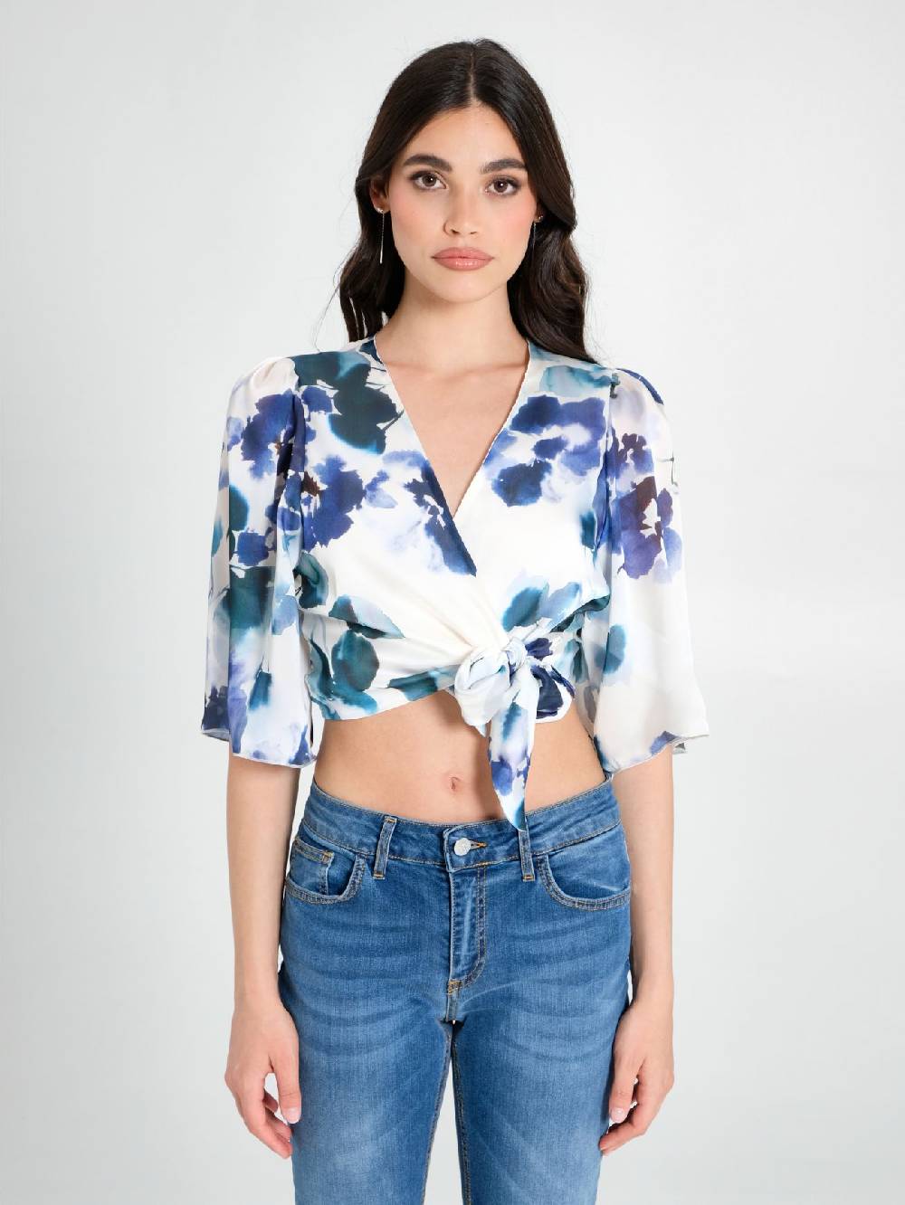 Rinascimento Blusa Incrociata Stampa Floreale