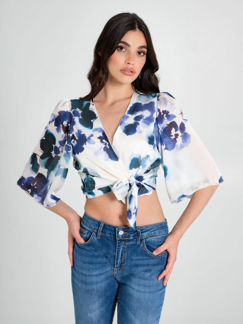 Rinascimento Blusa Incrociata Stampa Floreale