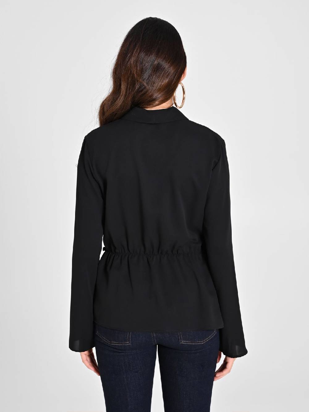 Rinascimento Blusa Nera Con Drappeggio