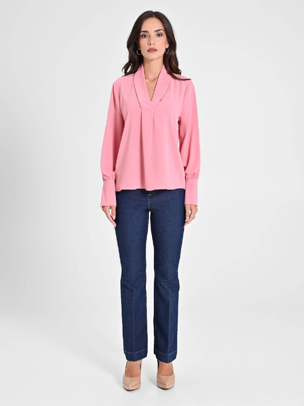 Rinascimento Blusa Rosa Maniche Lunghe