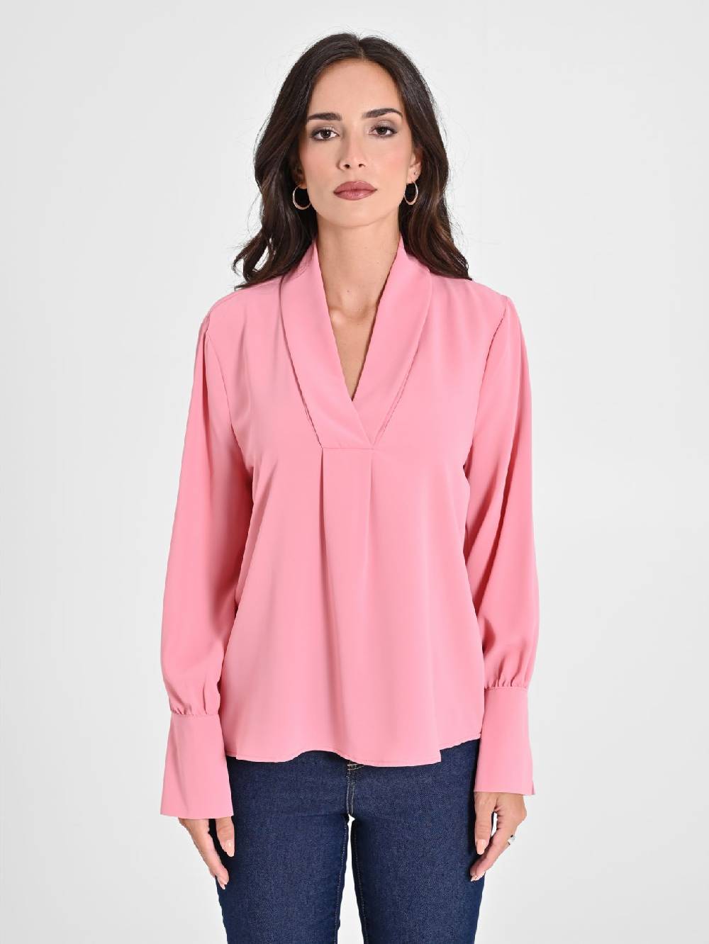 Rinascimento Blusa Rosa Maniche Lunghe