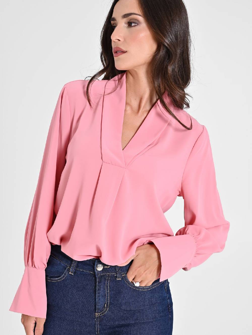 Rinascimento Blusa Rosa maniche Lunghe
