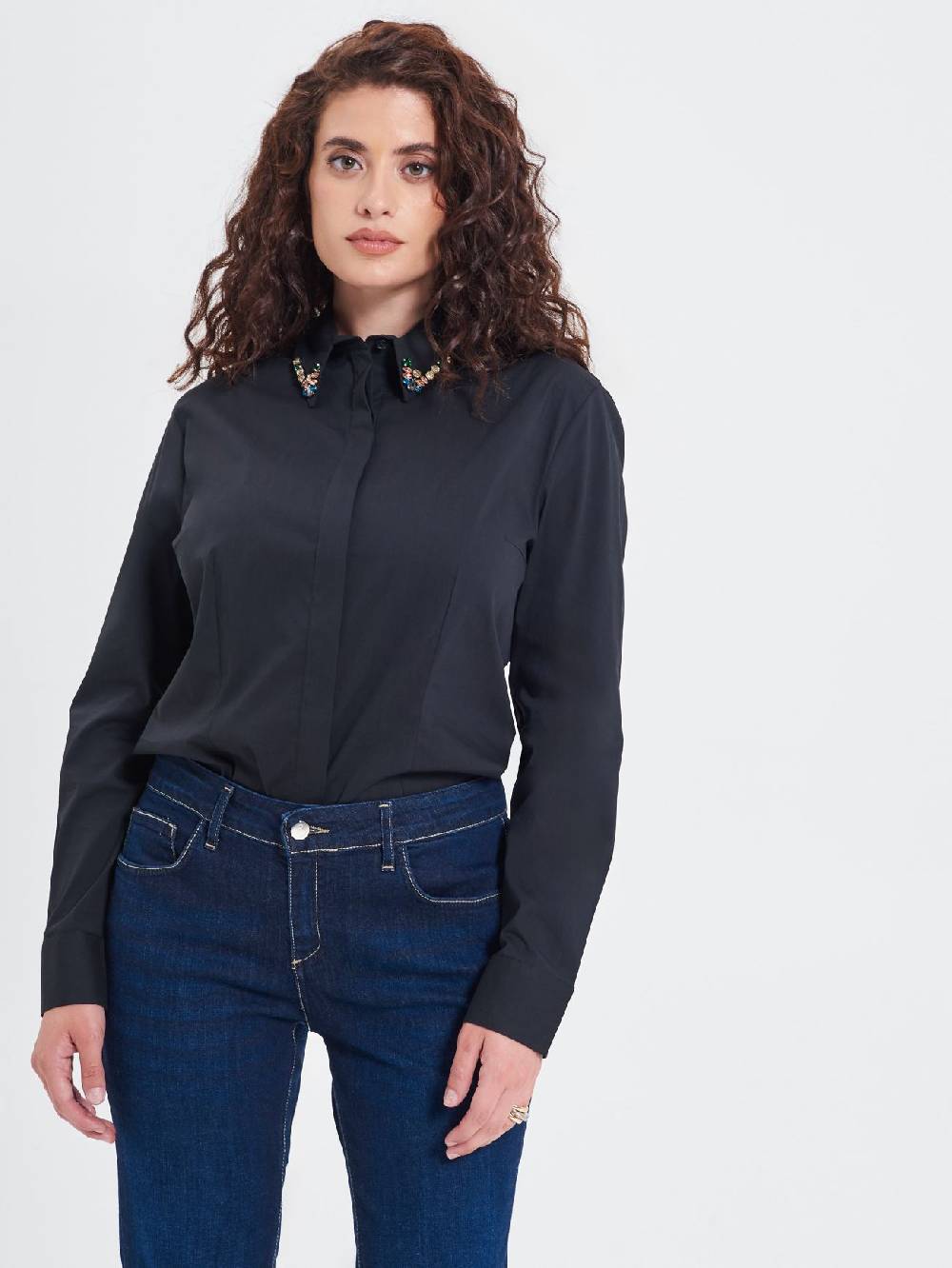 Rinascimento Camicia Curvy con Collo Gioiello