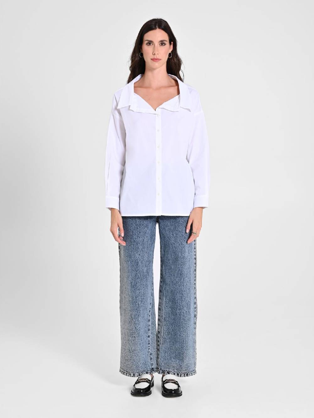 Rinascimento Camicia In Cotone Con Collo Aperto