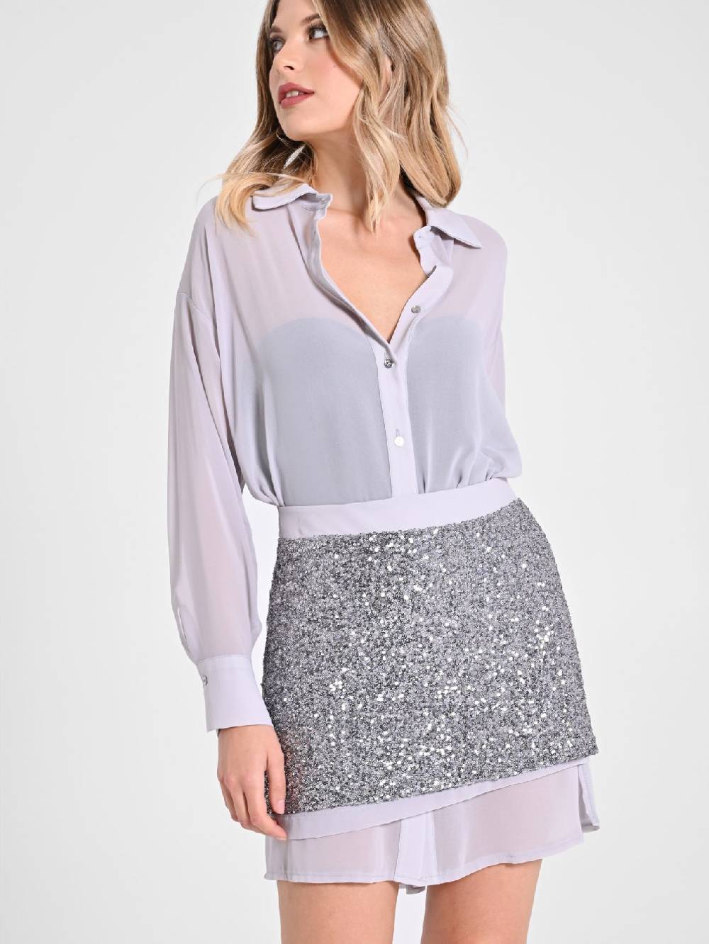 Rinascimento Camicia Lunga in Crepe Georgette