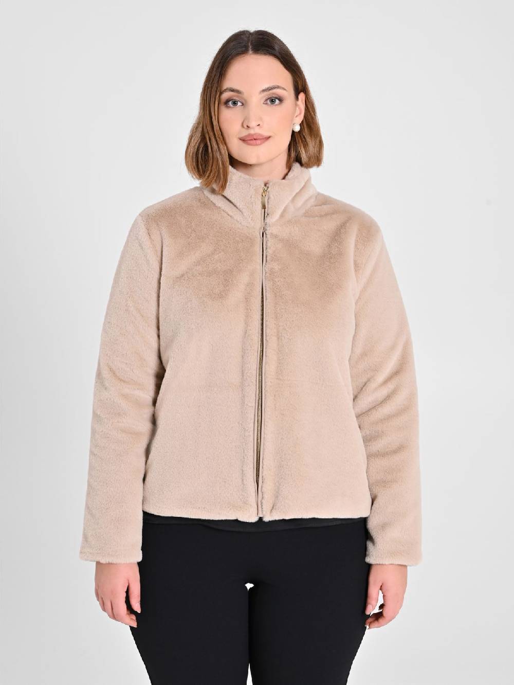 Rinascimento Cappottino Curvy Effetto Pelliccia