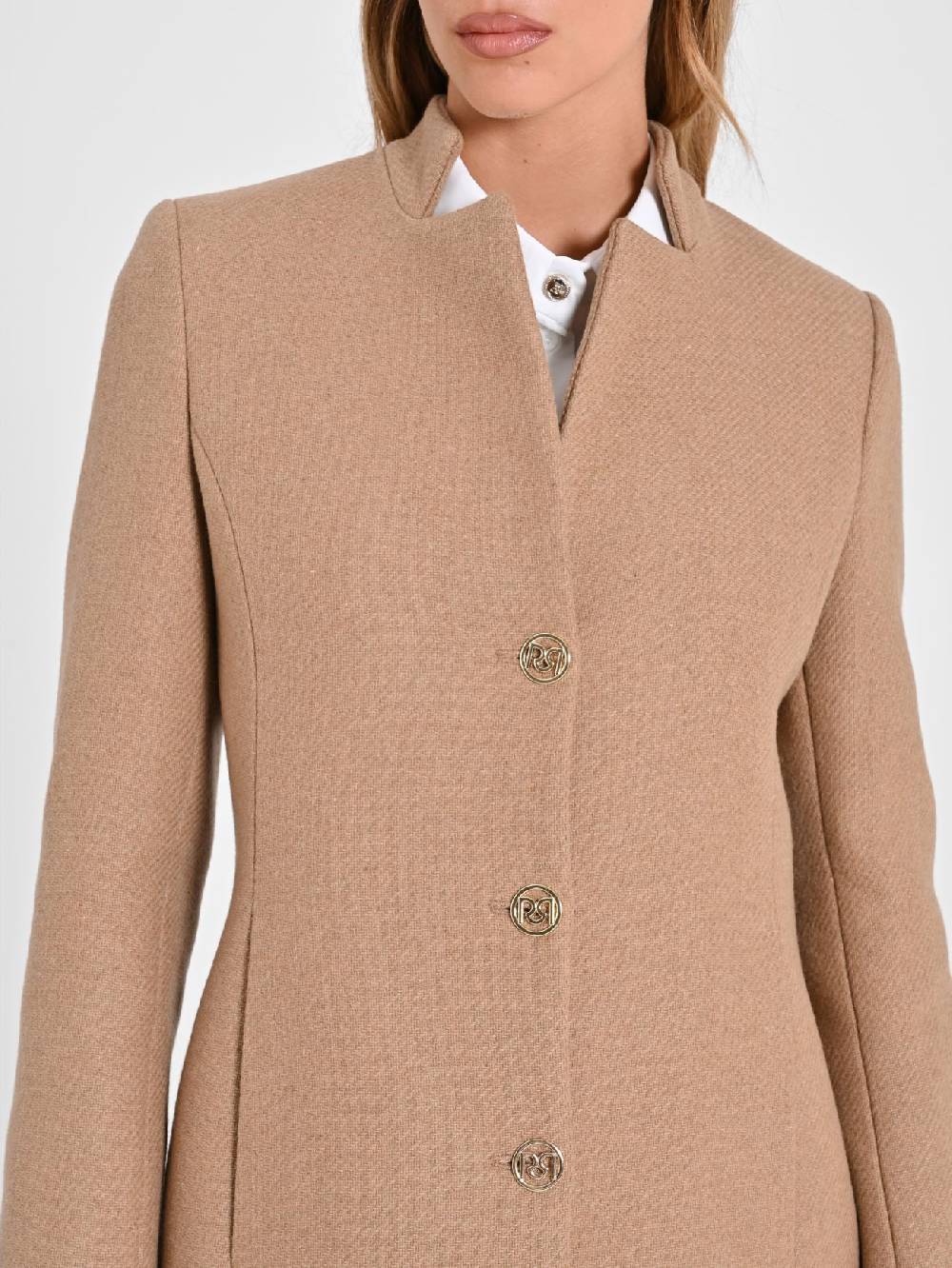 Rinascimento Cappotto Beige Con Collo In Piedi