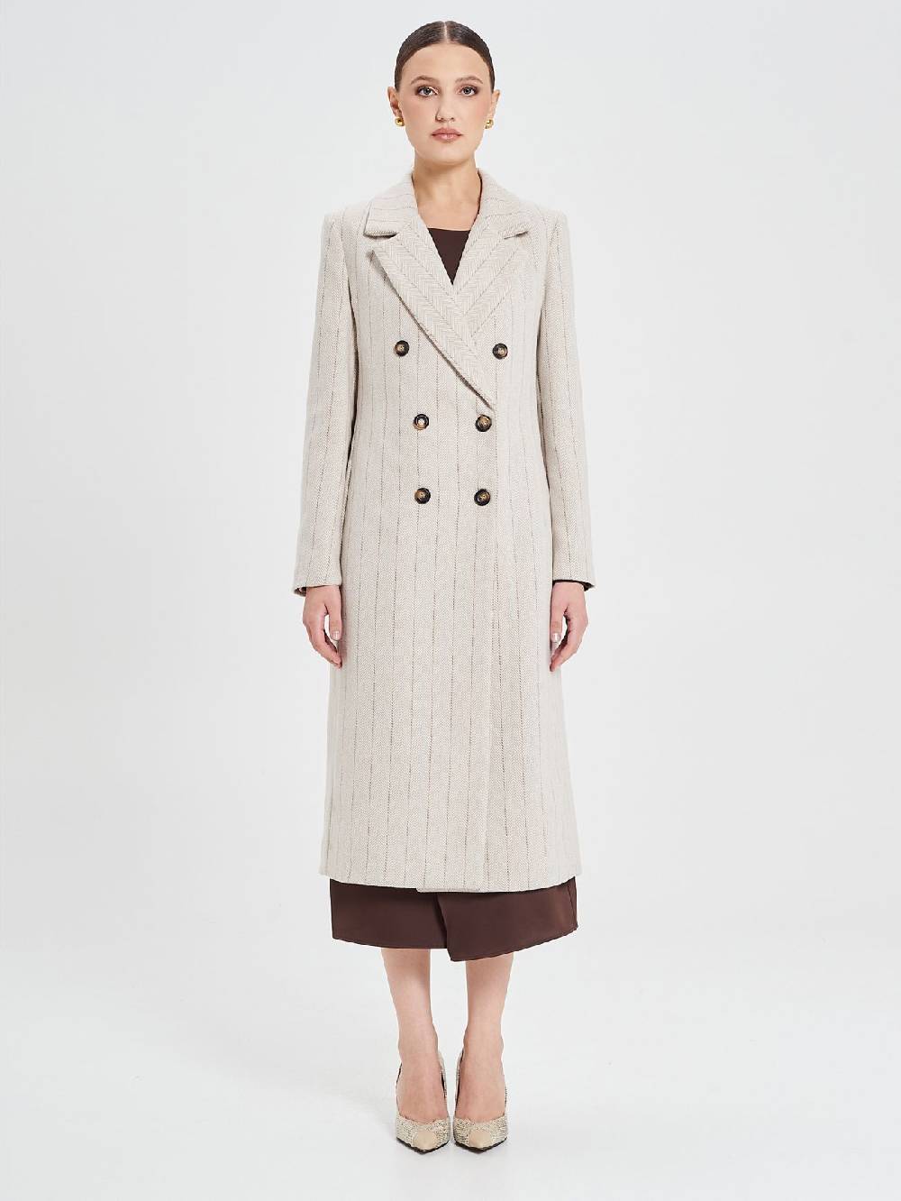 Rinascimento Cappotto Beige Spinato