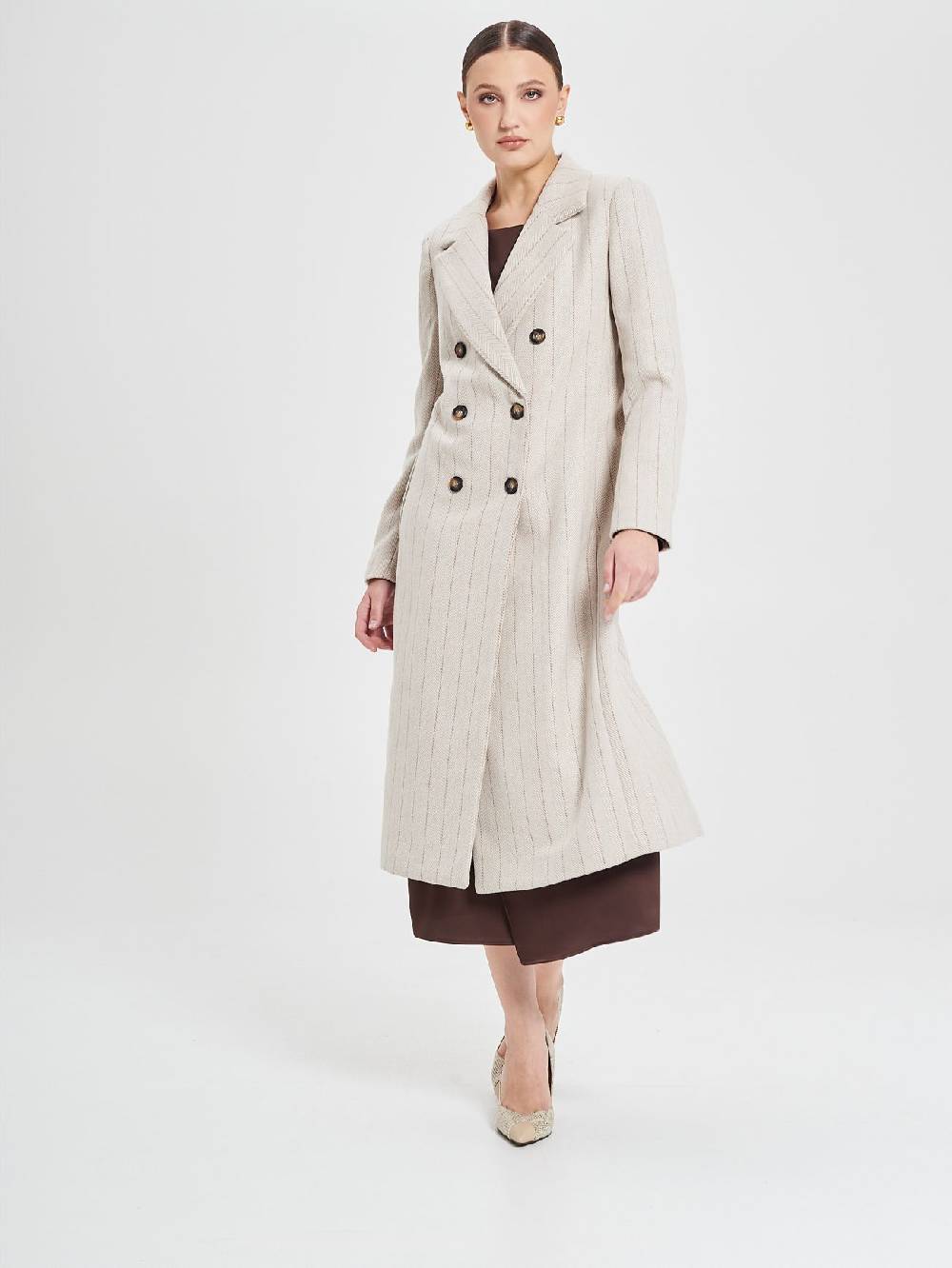 Rinascimento Cappotto Beige Spinato