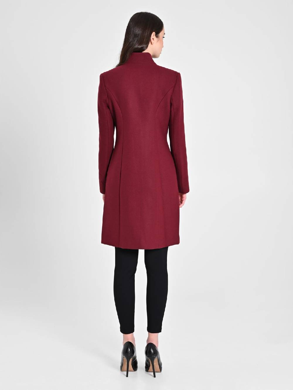 Rinascimento Cappotto Bordeaux Con Collo In Piedi