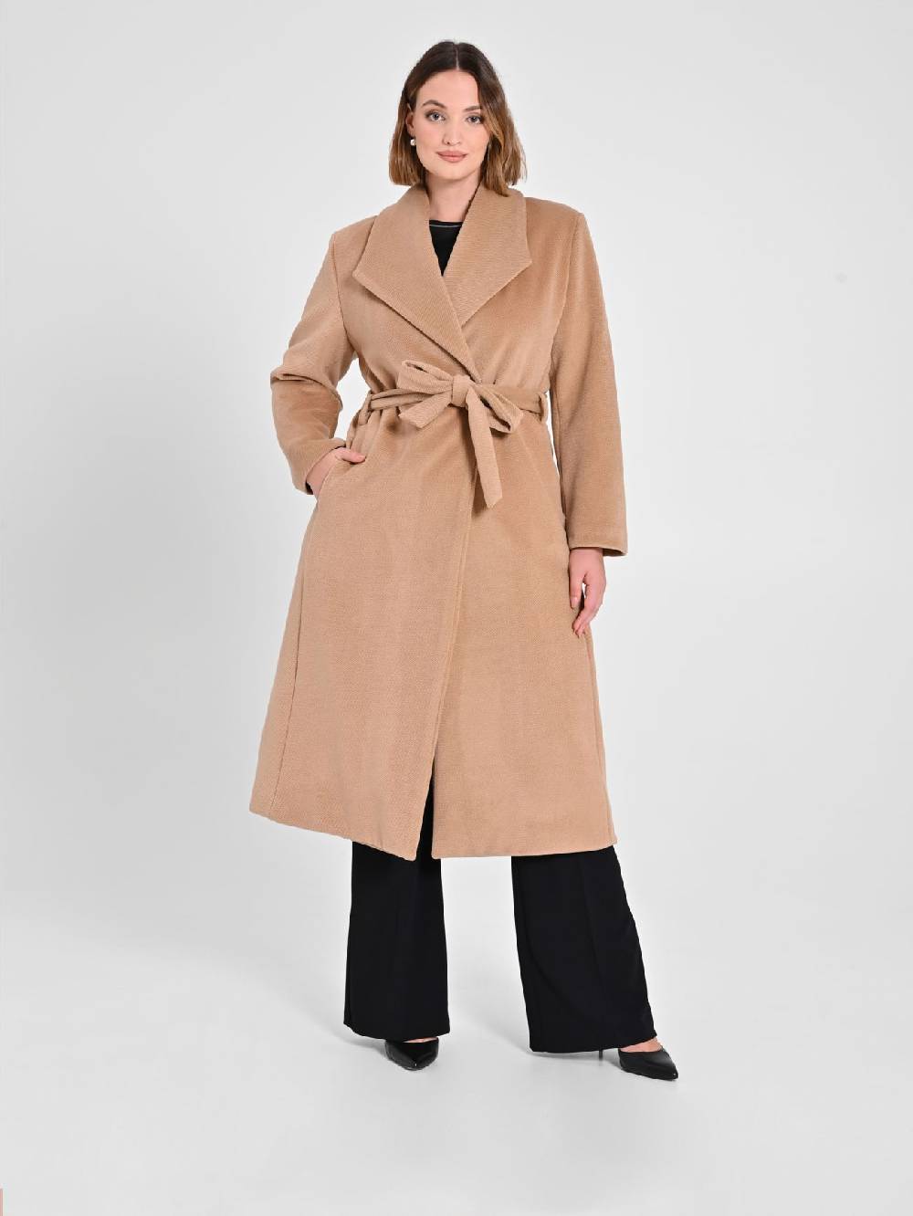 Rinascimento Cappotto Curvy Vestaglia Cammello